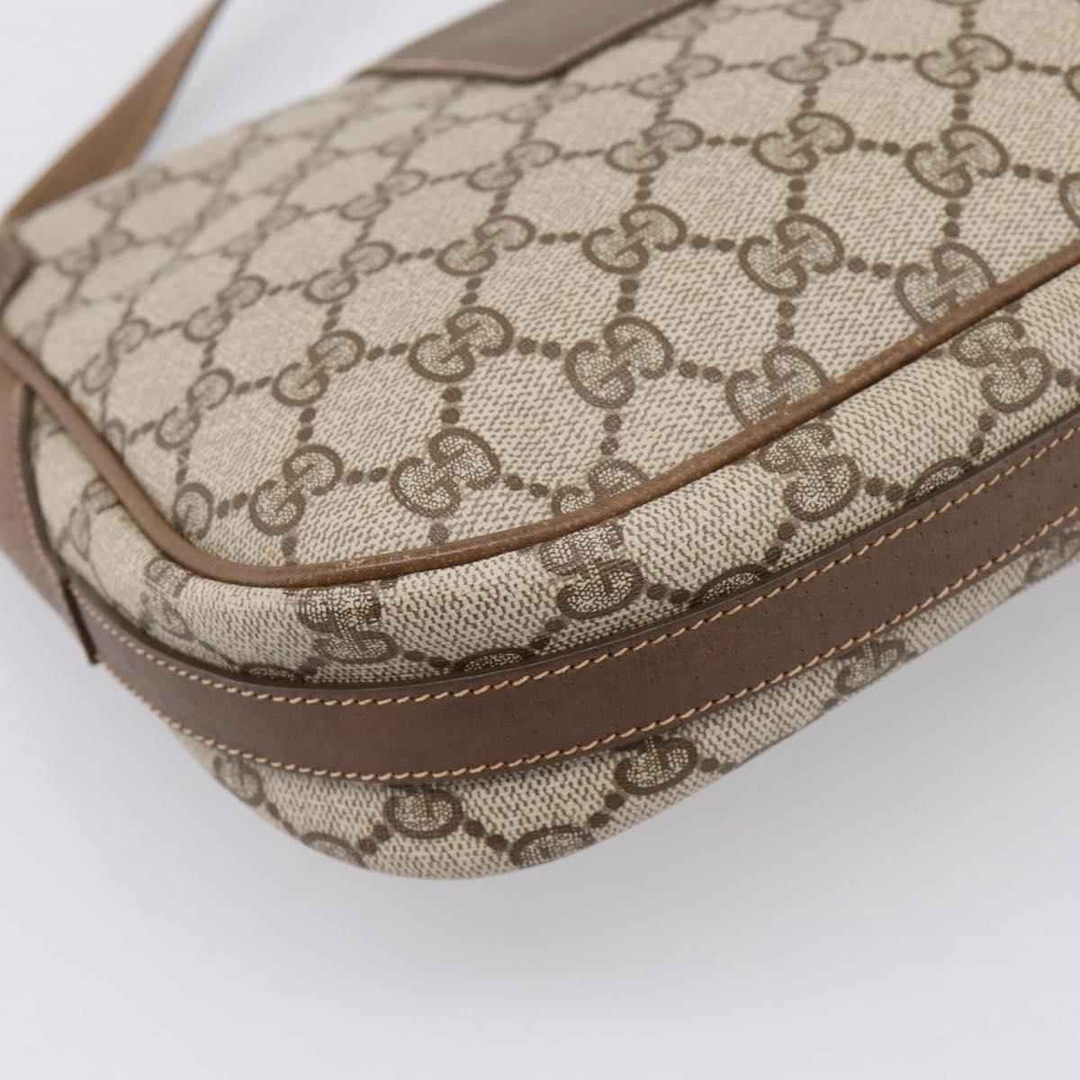 GUCCI GG Supreme Shoulder Bag PVC Beige Gold Auth ep16328