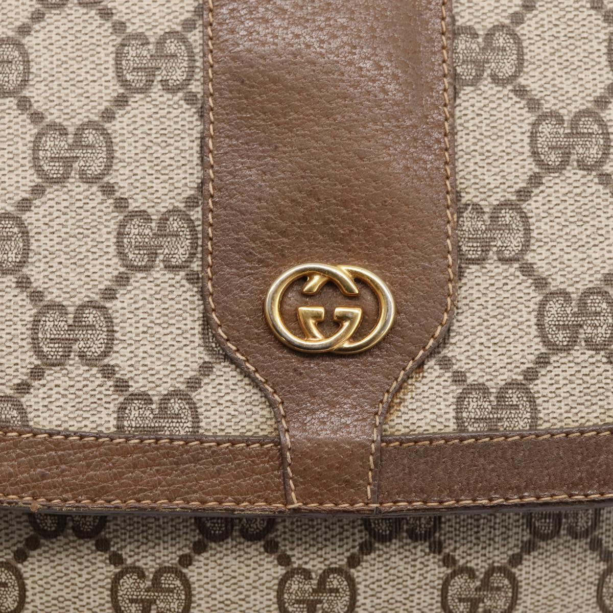 GUCCI GG Supreme Shoulder Bag PVC Beige Gold Auth ep16328