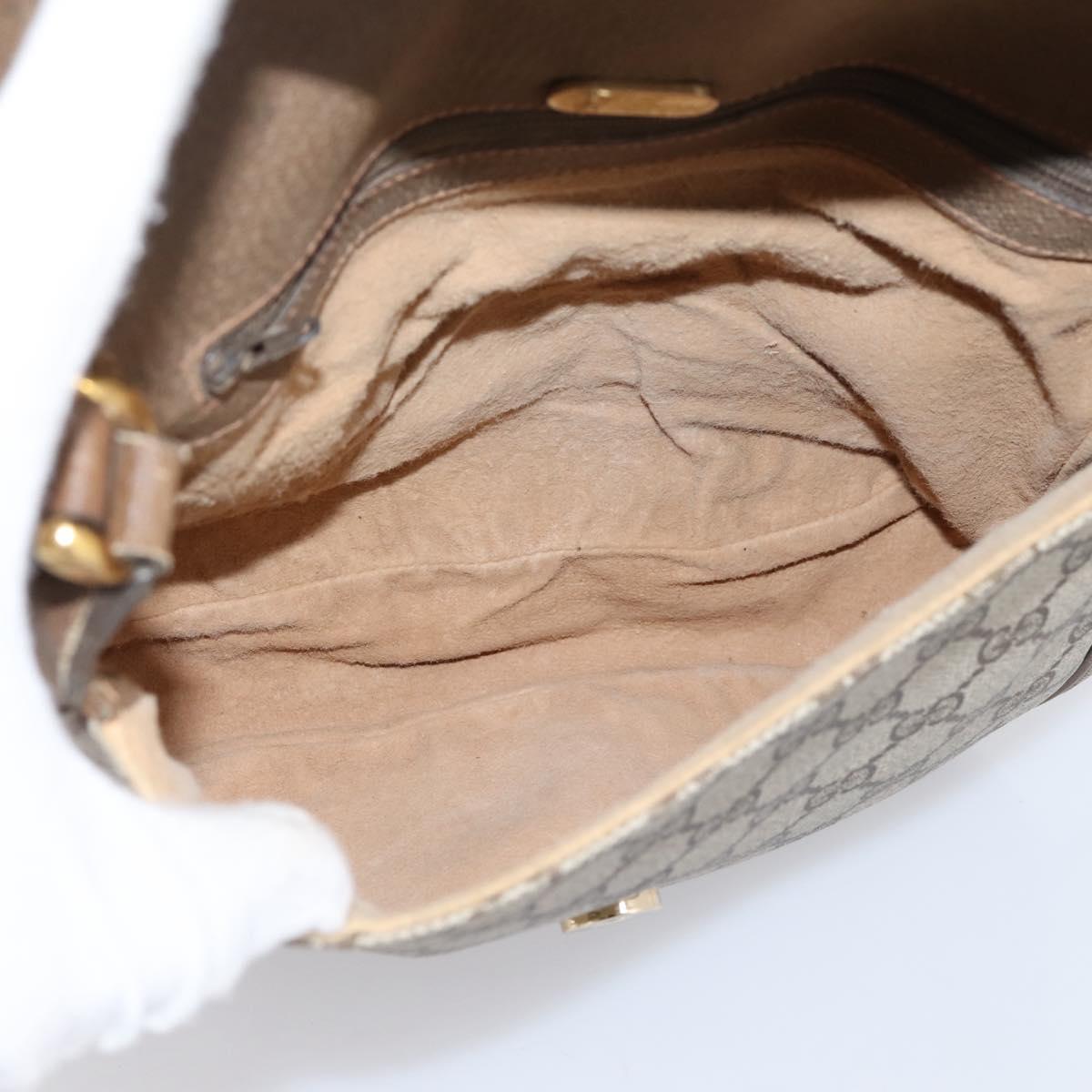 GUCCI GG Supreme Shoulder Bag PVC Beige Gold Auth ep16328