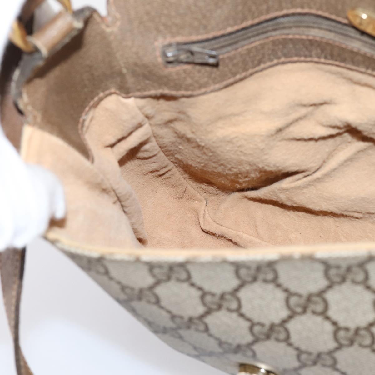GUCCI GG Supreme Shoulder Bag PVC Beige Gold Auth ep16328