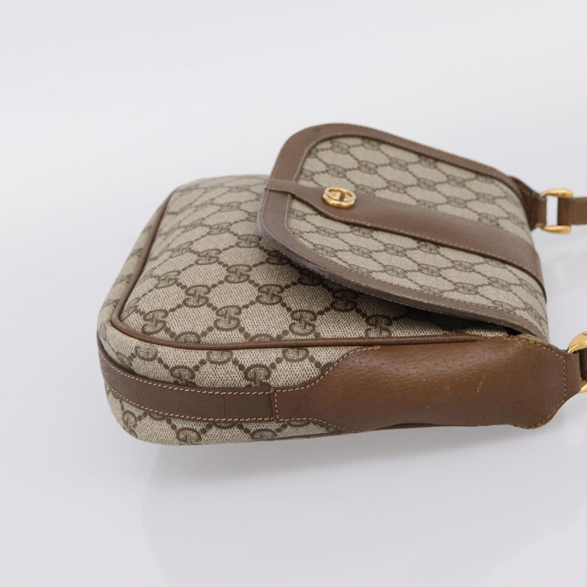 GUCCI GG Supreme Shoulder Bag PVC Beige Gold Auth ep16328