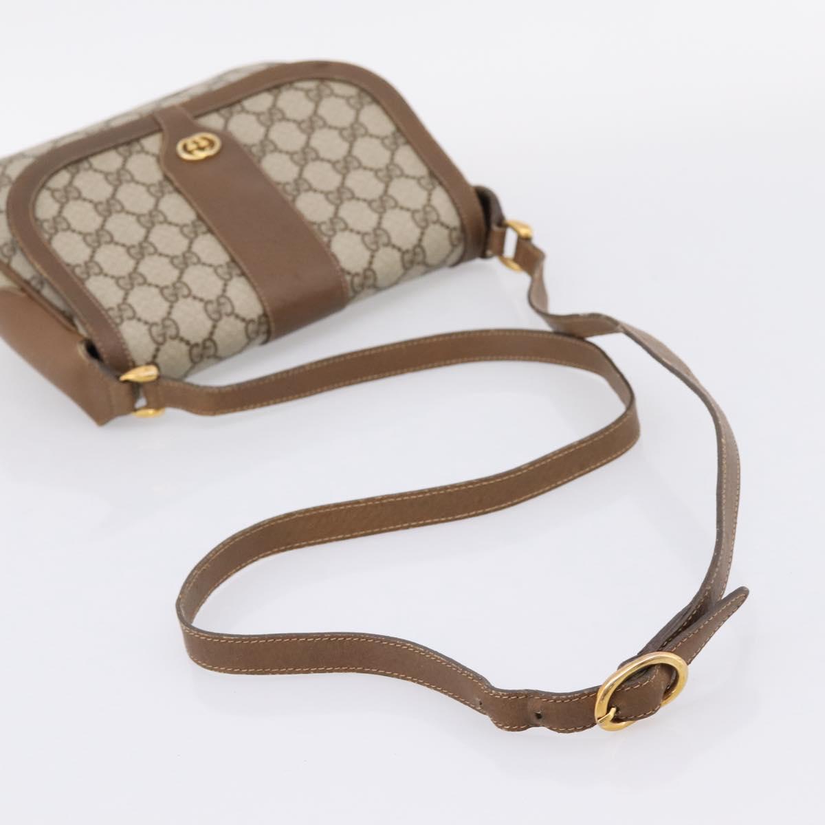 GUCCI GG Supreme Shoulder Bag PVC Beige Gold Auth ep16328