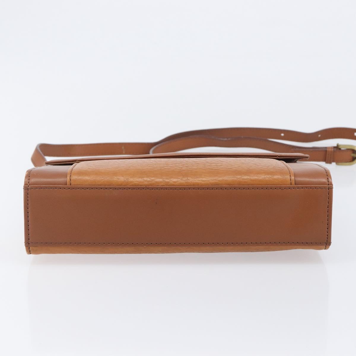 Burberrys Shoulder Bag Leather Brown Gold Auth ep16329