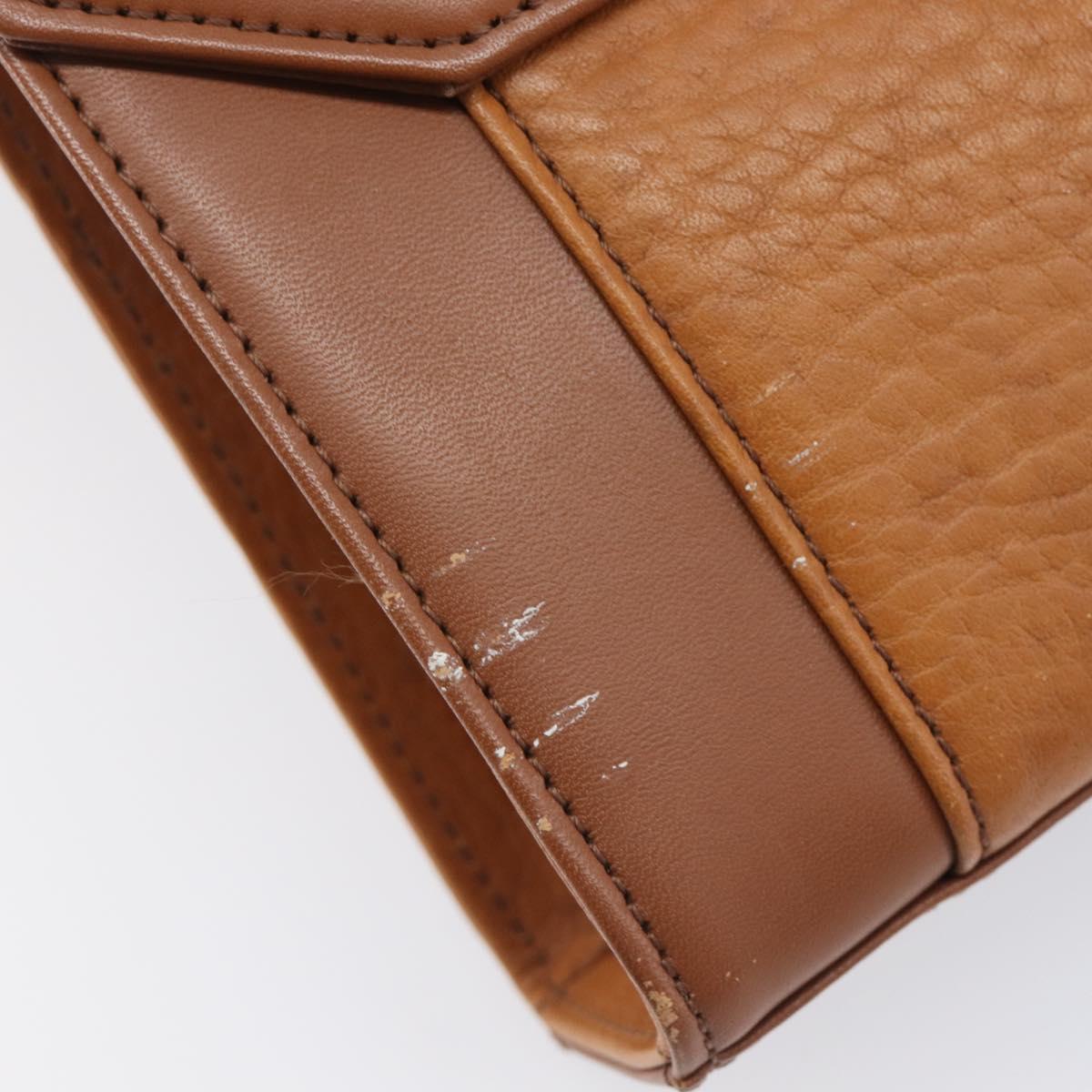 Burberrys Shoulder Bag Leather Brown Gold Auth ep16329