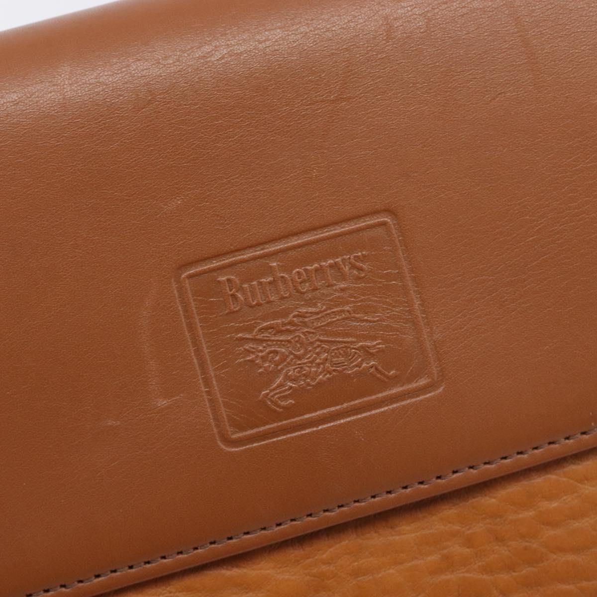 Burberrys Shoulder Bag Leather Brown Gold Auth ep16329