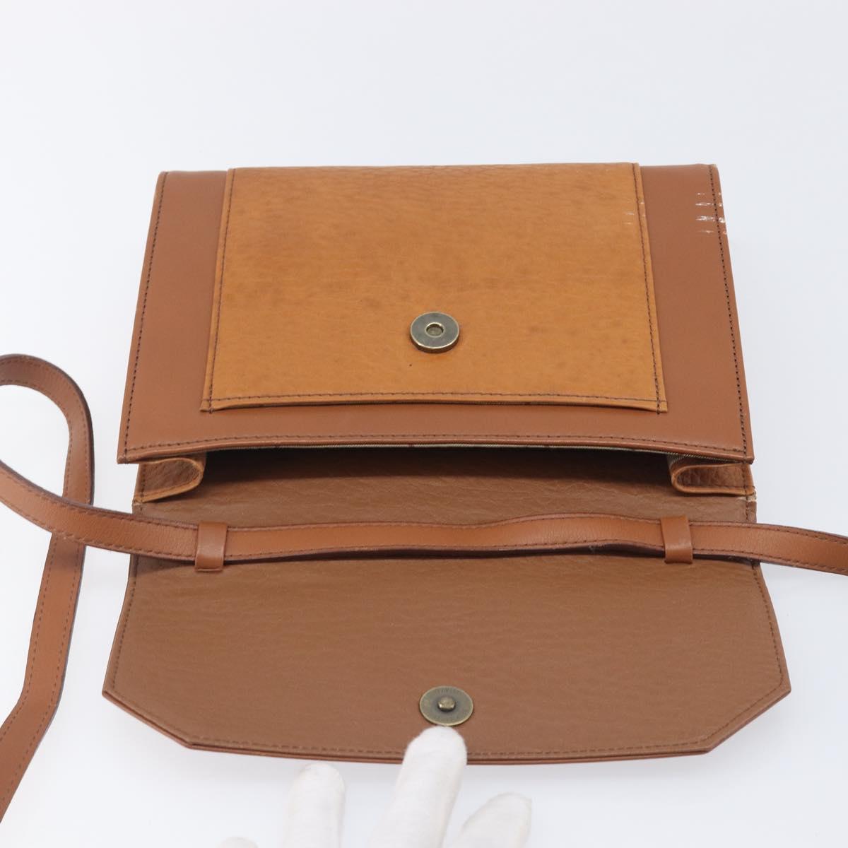 Burberrys Shoulder Bag Leather Brown Gold Auth ep16329