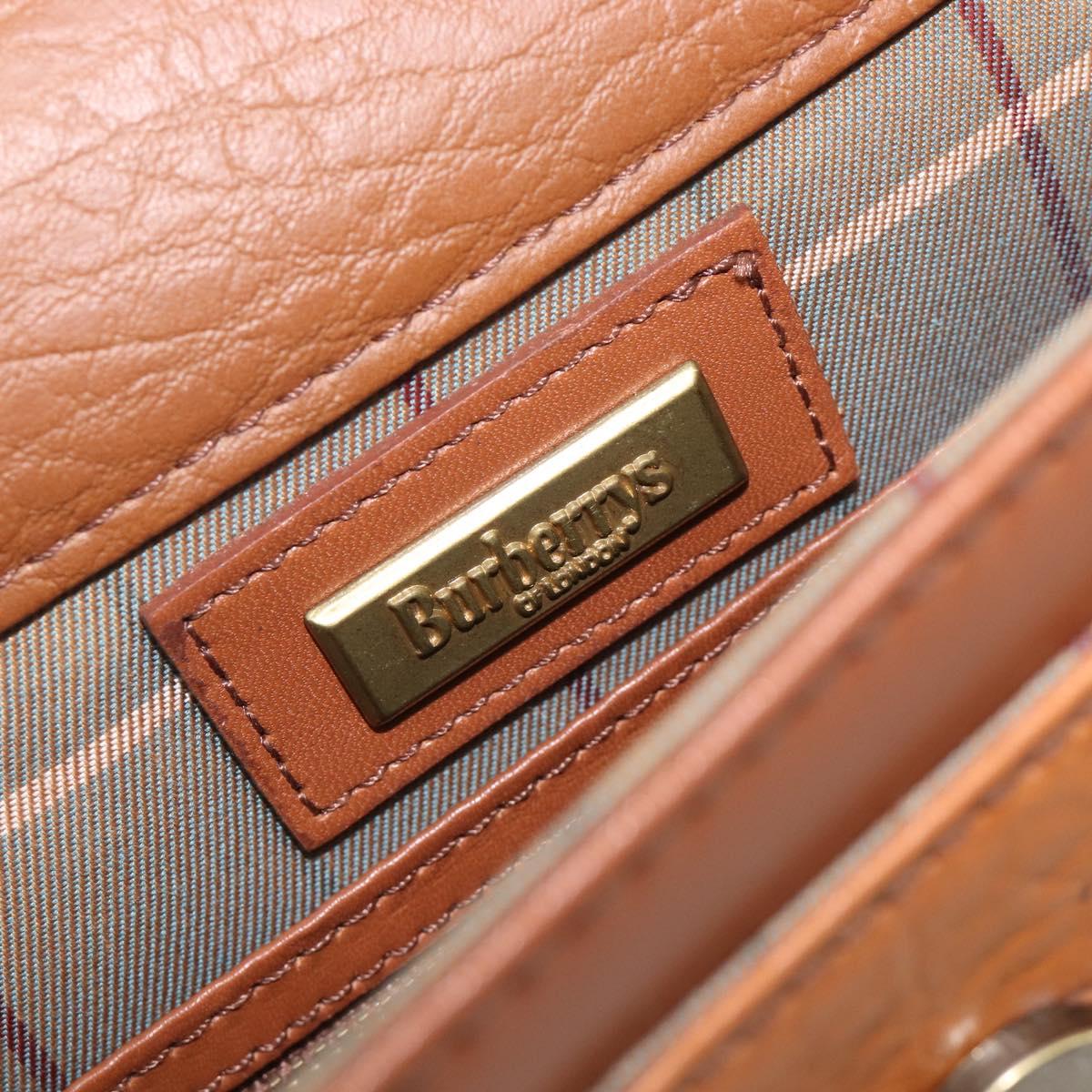Burberrys Shoulder Bag Leather Brown Gold Auth ep16329
