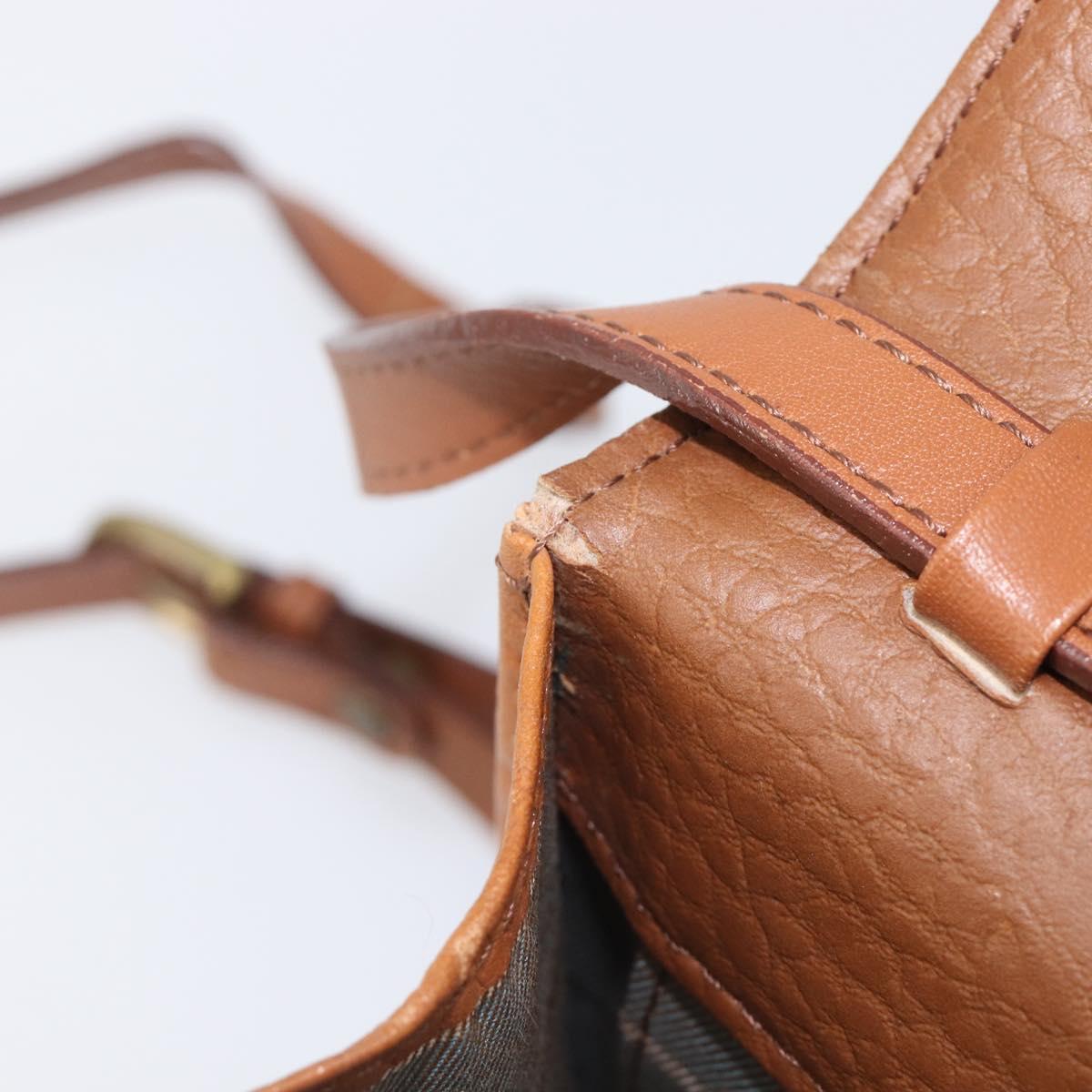 Burberrys Shoulder Bag Leather Brown Gold Auth ep16329