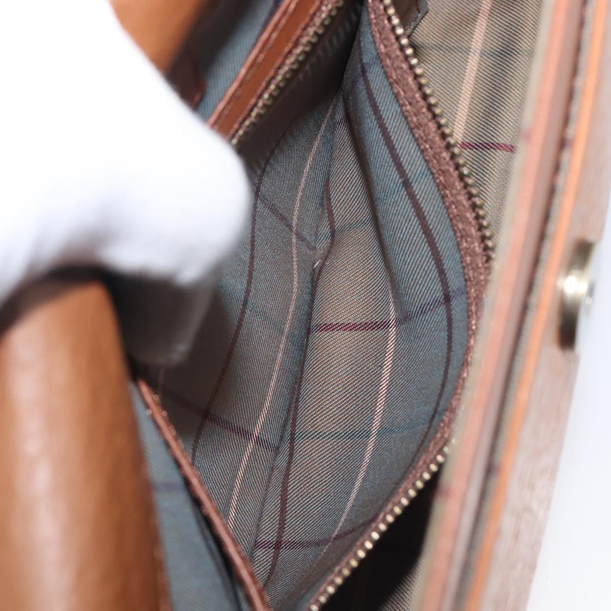 Burberrys Shoulder Bag Leather Brown Gold Auth ep16329