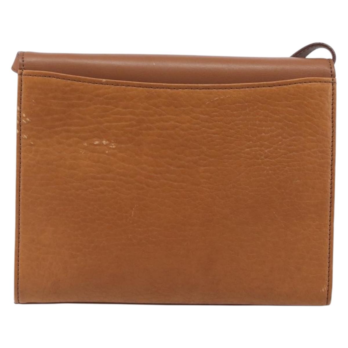 Burberrys Shoulder Bag Leather Brown Gold Auth ep16329
