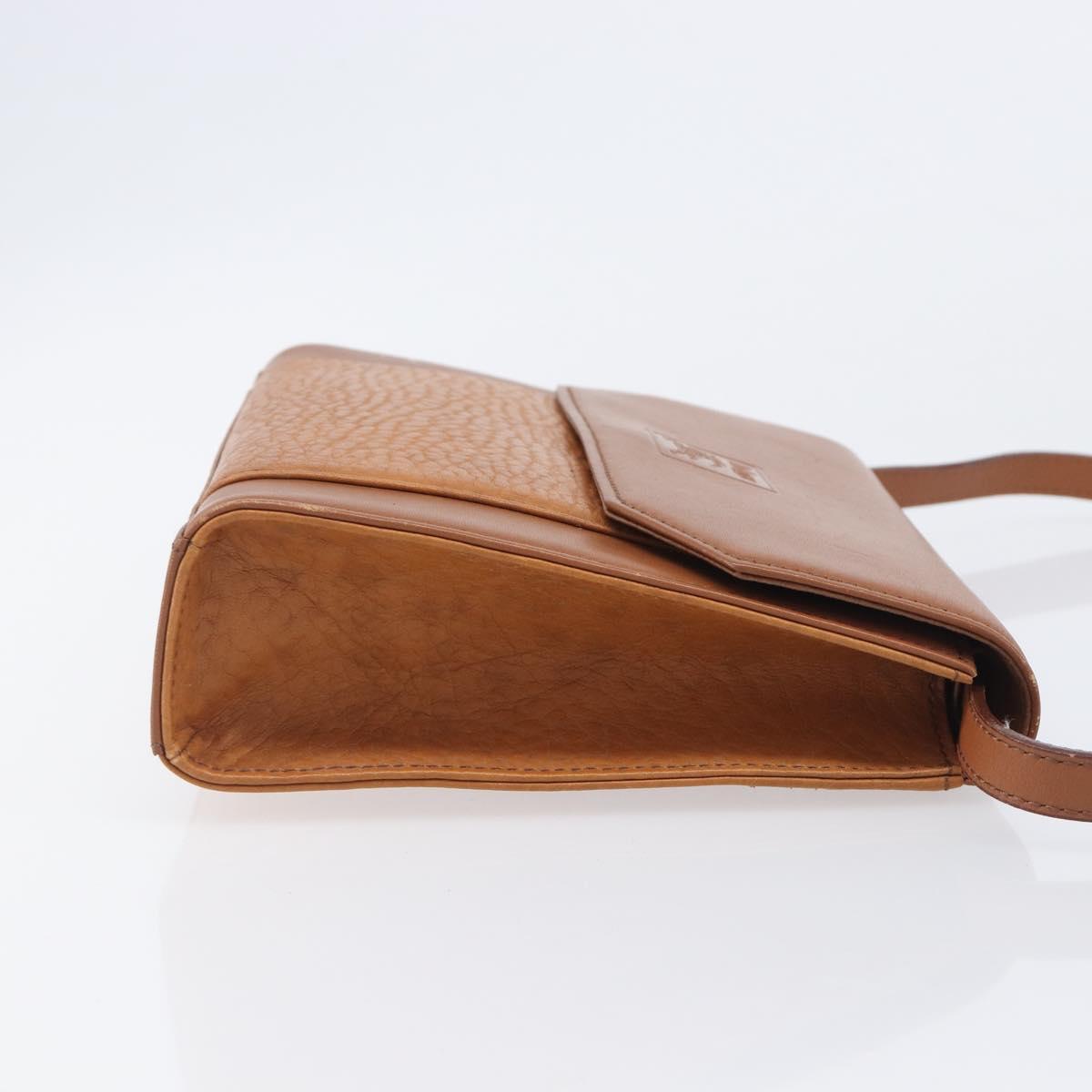 Burberrys Shoulder Bag Leather Brown Gold Auth ep16329