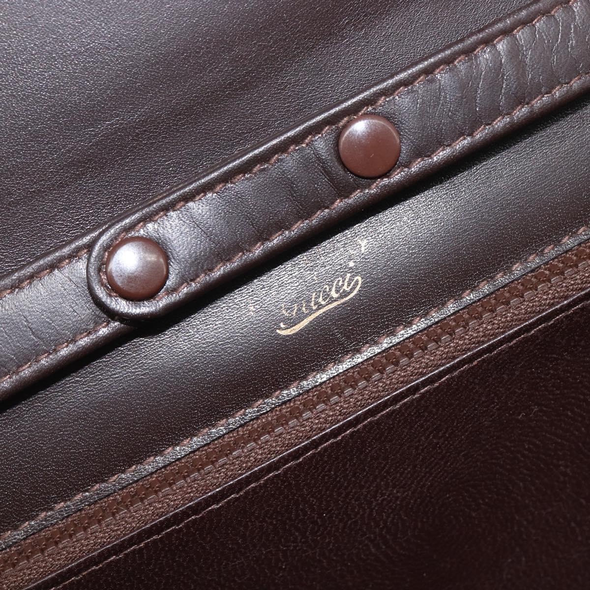 GUCCI Horsebit Micro GG Canvas Shoulder Bag Suede Dark Brown Gold Auth ep16330A