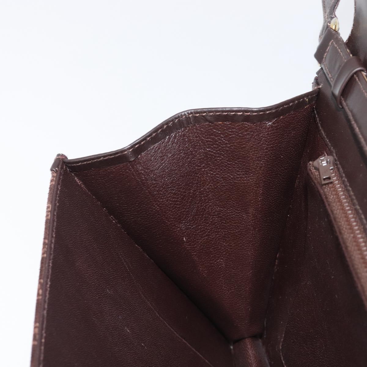 GUCCI Horsebit Micro GG Canvas Shoulder Bag Suede Dark Brown Gold Auth ep16330A