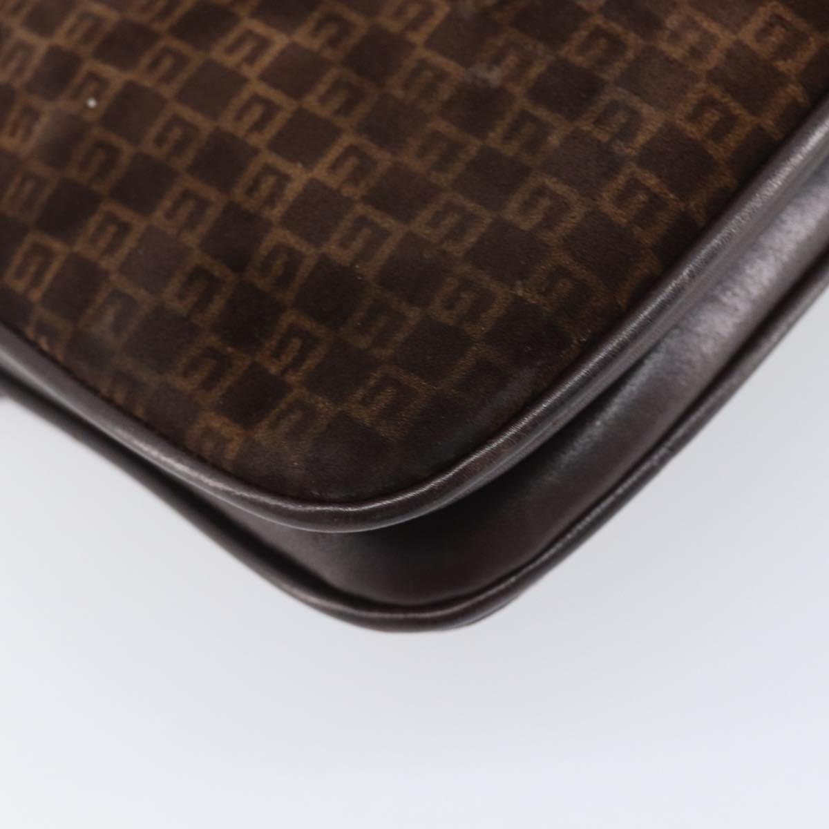GUCCI Shoulder Bag Suede Dark Brown Gold Auth ep16331