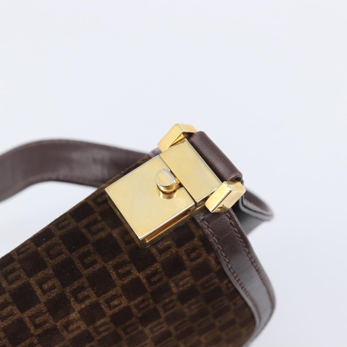 GUCCI Shoulder Bag Suede Dark Brown Gold Auth ep16331