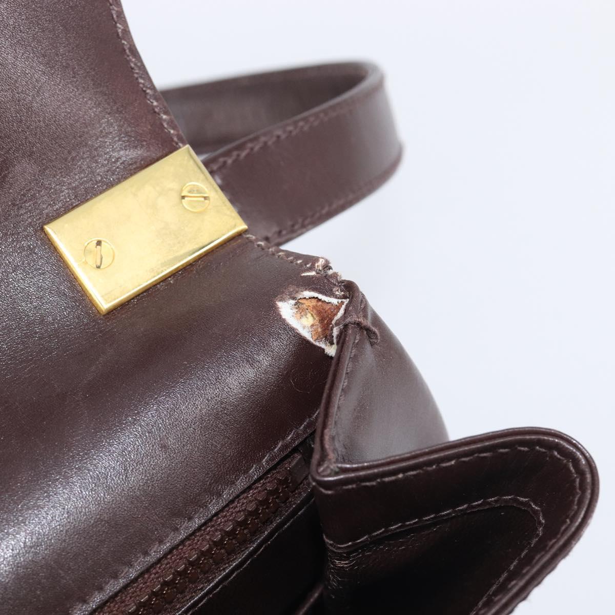 GUCCI Shoulder Bag Suede Dark Brown Gold Auth ep16331