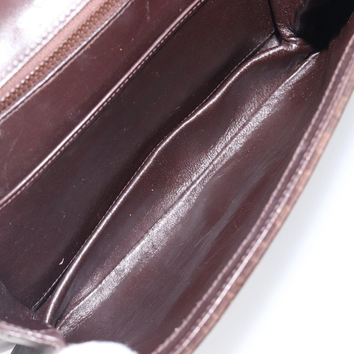 GUCCI Shoulder Bag Suede Dark Brown Gold Auth ep16331