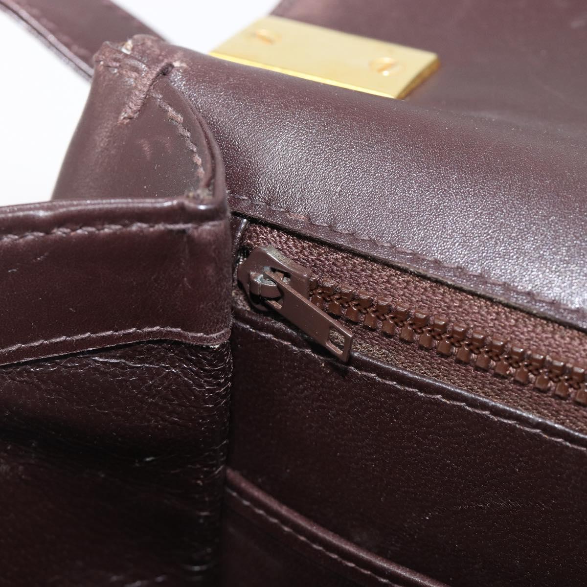 GUCCI Shoulder Bag Suede Dark Brown Gold Auth ep16331