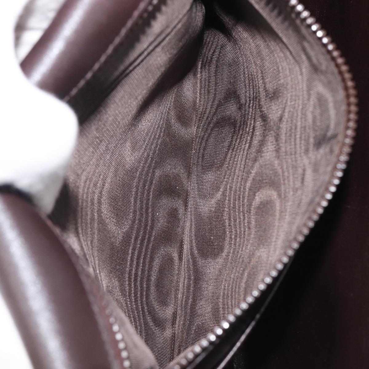 GUCCI Shoulder Bag Suede Dark Brown Gold Auth ep16331