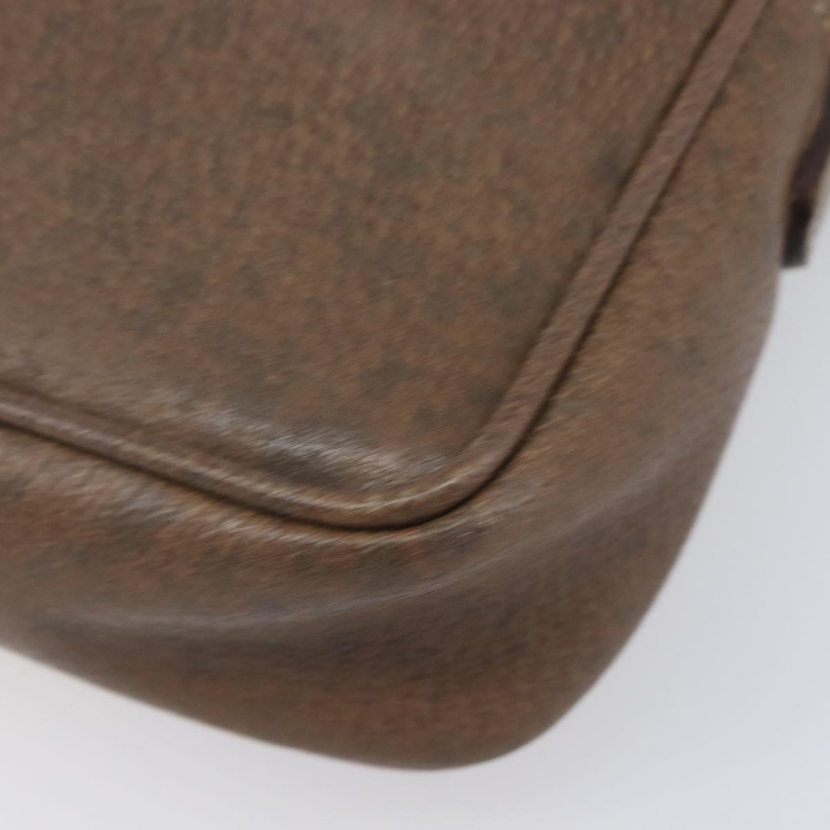 GUCCI Shoulder Bag Leather Brown Gold Auth ep16333