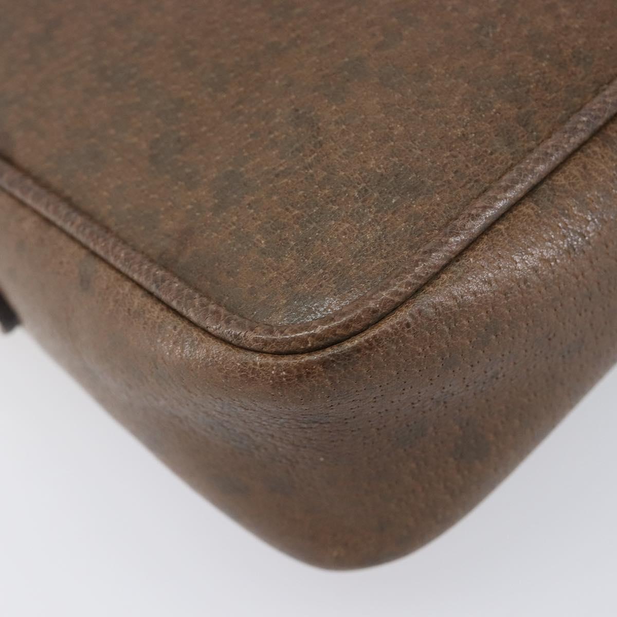GUCCI Shoulder Bag Leather Brown Gold Auth ep16333
