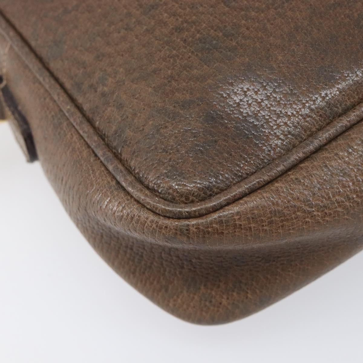 GUCCI Shoulder Bag Leather Brown Gold Auth ep16333