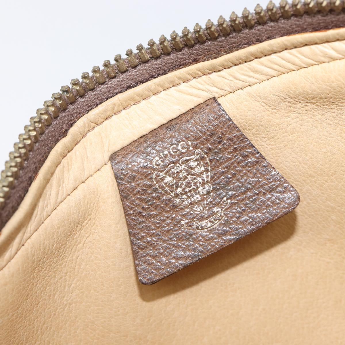 GUCCI Shoulder Bag Leather Brown Gold Auth ep16333