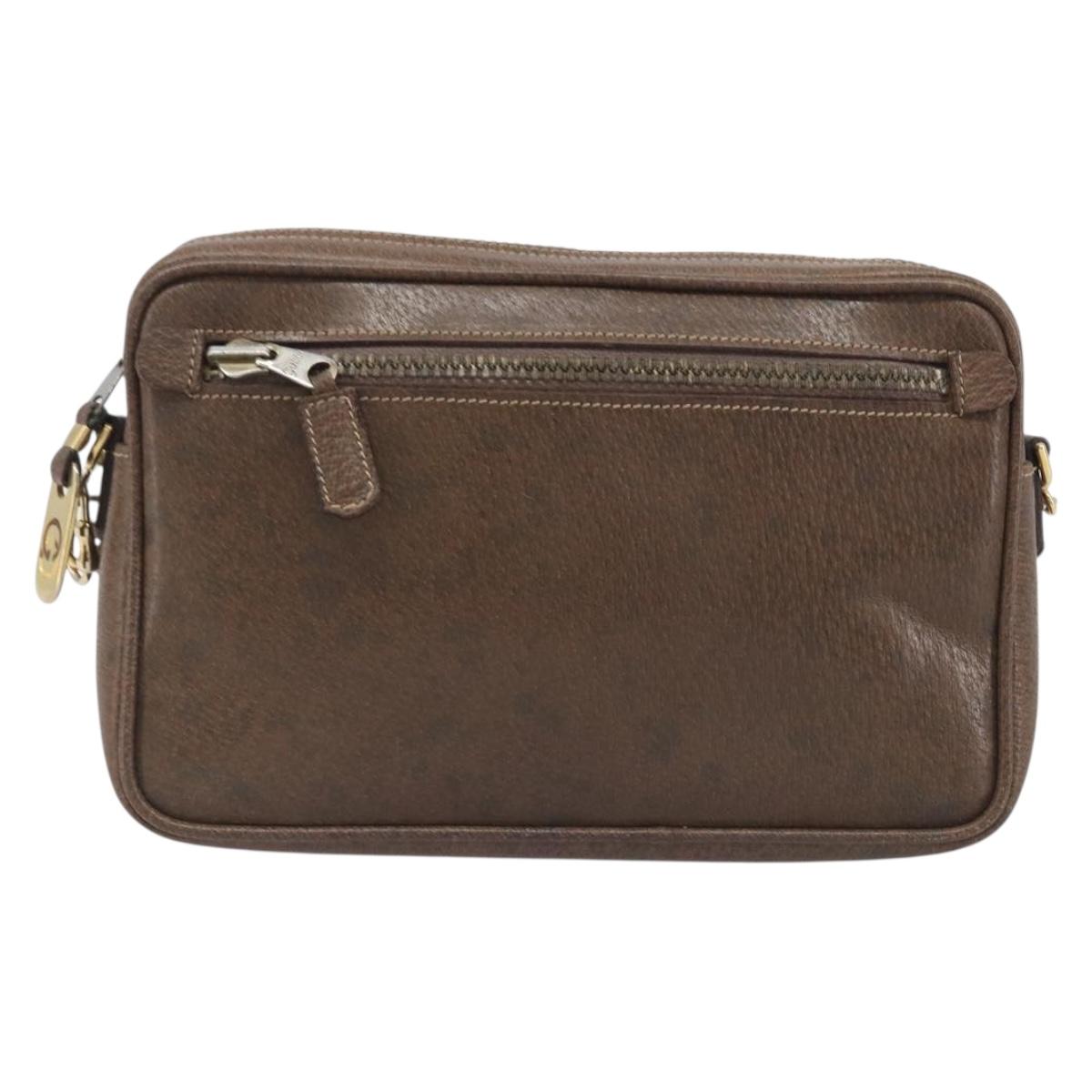 GUCCI Shoulder Bag Leather Brown Gold Auth ep16333