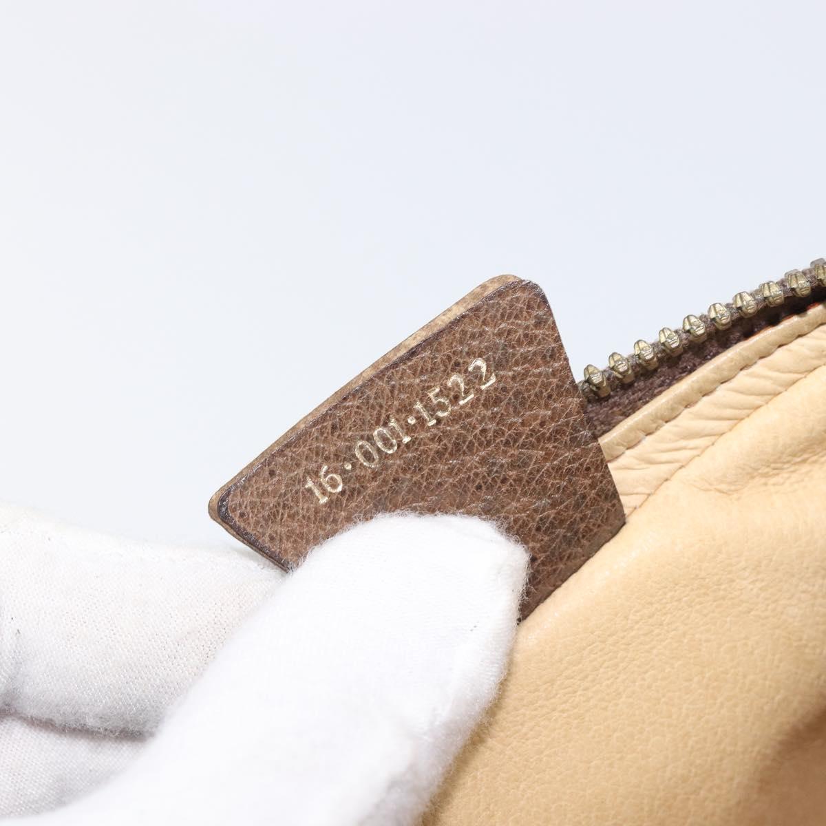GUCCI Shoulder Bag Leather Brown Gold Auth ep16333
