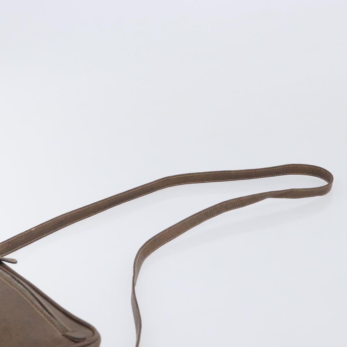 GUCCI Shoulder Bag Leather Brown Gold Auth ep16333