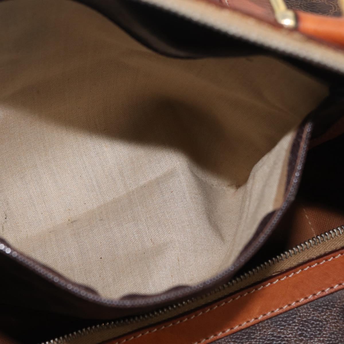 CELINE Macadam Canvas Boston Bag PVC Leather Brown Gold Auth ep16336