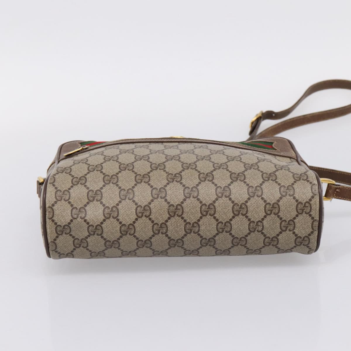 GUCCI GG Supreme Web Sherry Line Bag PVC Beige Gold 119 02 088 Auth ep16339