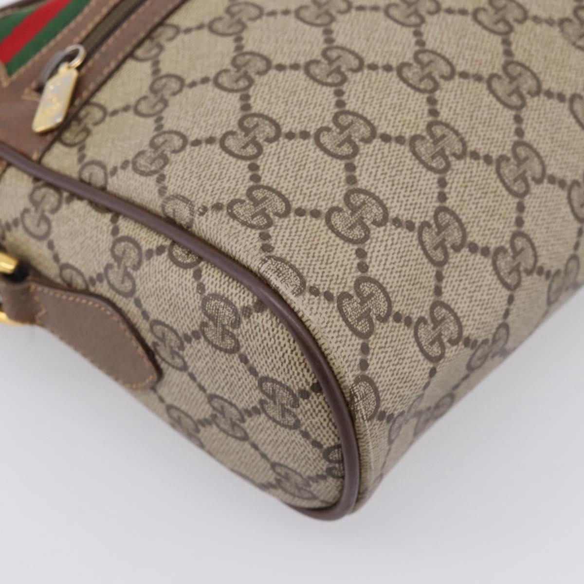 GUCCI GG Supreme Web Sherry Line Bag PVC Beige Gold 119 02 088 Auth ep16339