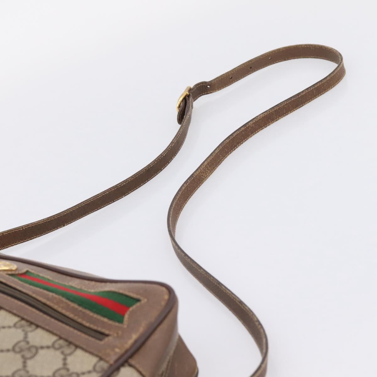 GUCCI GG Supreme Web Sherry Line Bag PVC Beige Gold 119 02 088 Auth ep16339