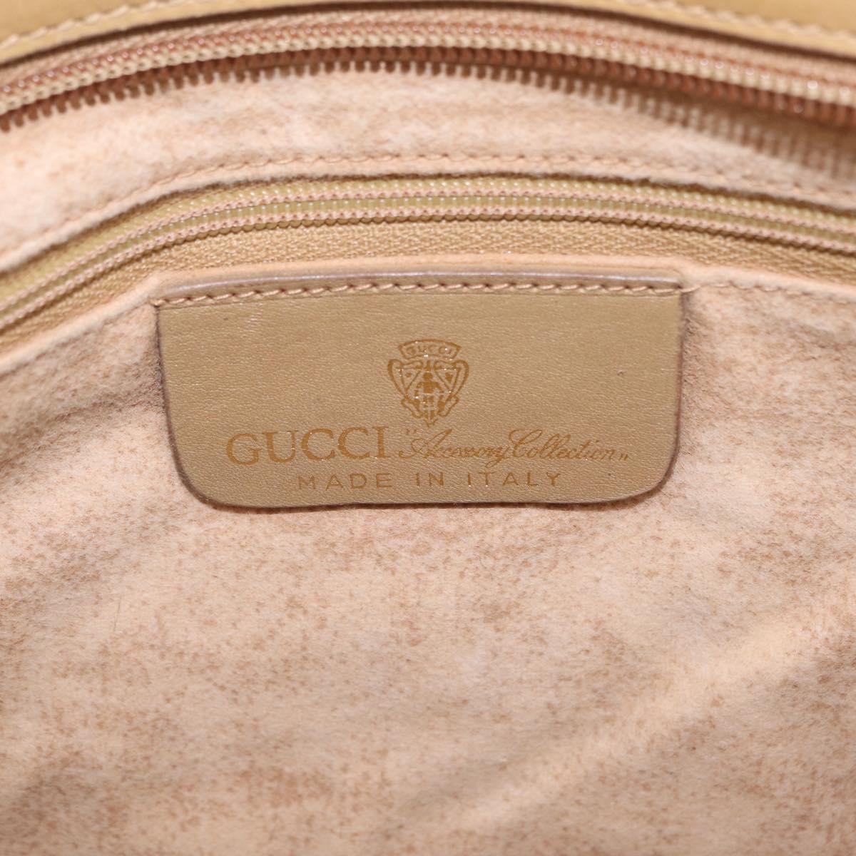 GUCCI Web Sherry Line Shoulder Bag Canvas Beige Gold Auth ep16340