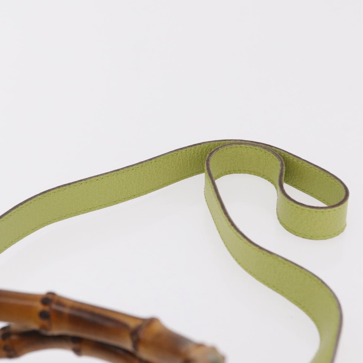 GUCCI Bamboo Hand Bag Suede 2way Green Gold 000 122 0316 Auth ep16342