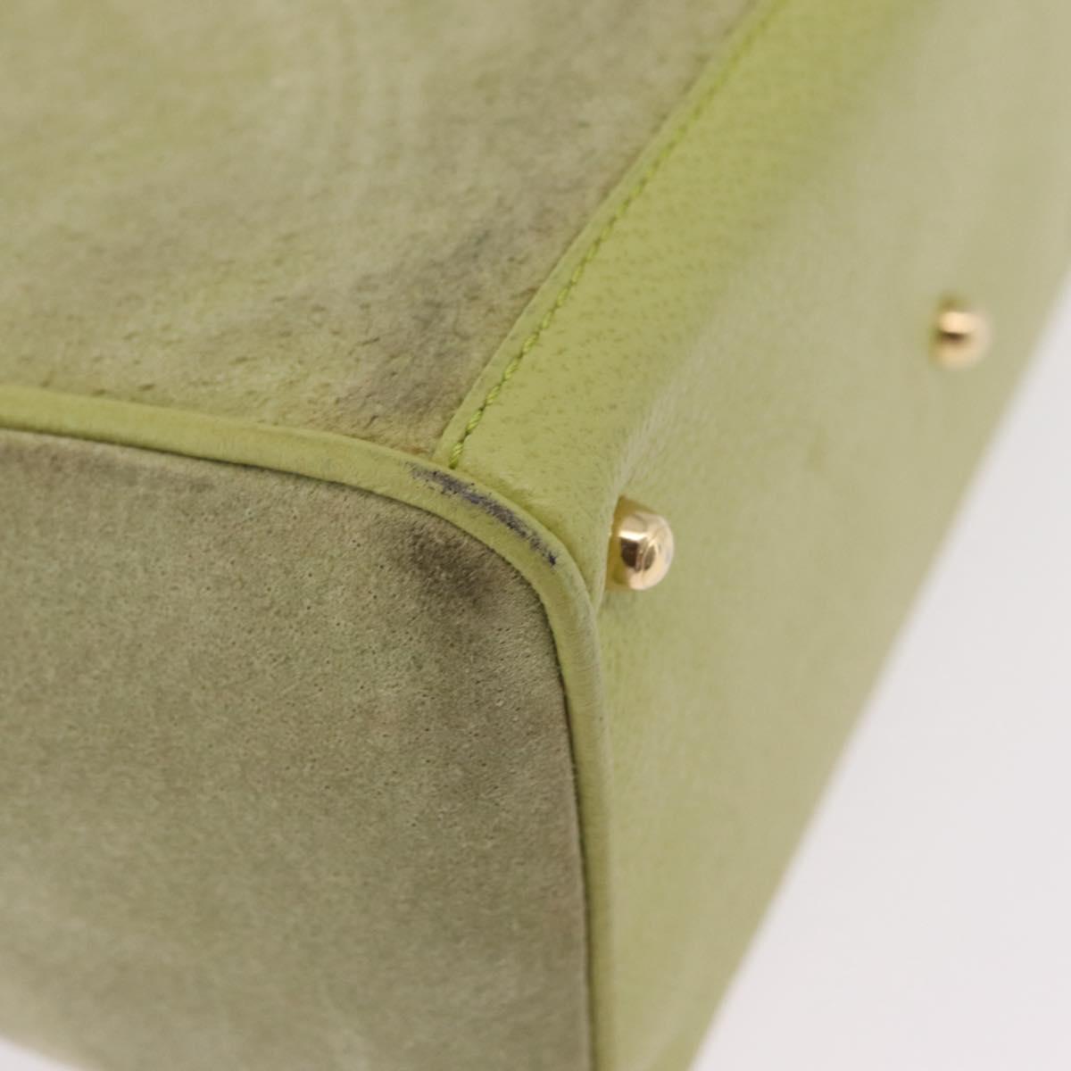 GUCCI Bamboo Hand Bag Suede 2way Green Gold 000 122 0316 Auth ep16342