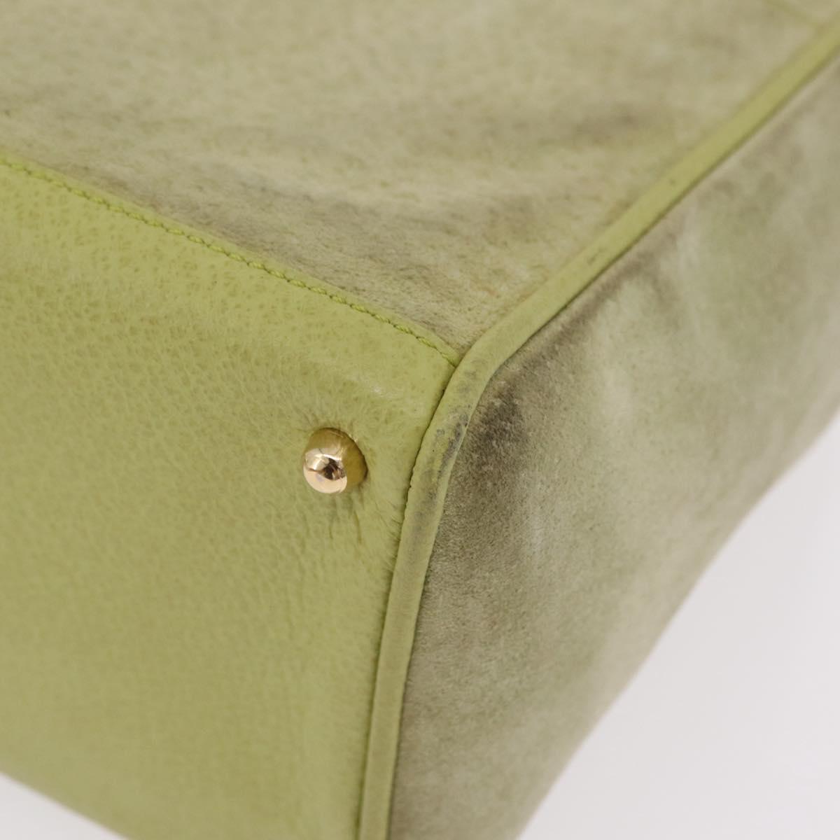 GUCCI Bamboo Hand Bag Suede 2way Green Gold 000 122 0316 Auth ep16342
