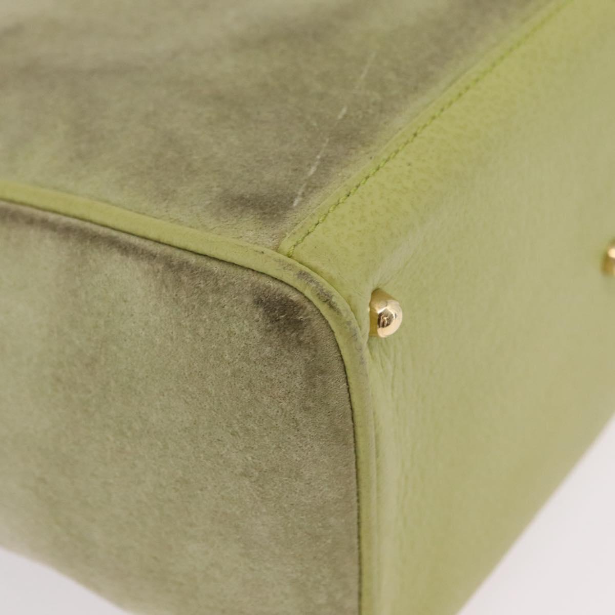 GUCCI Bamboo Hand Bag Suede 2way Green Gold 000 122 0316 Auth ep16342