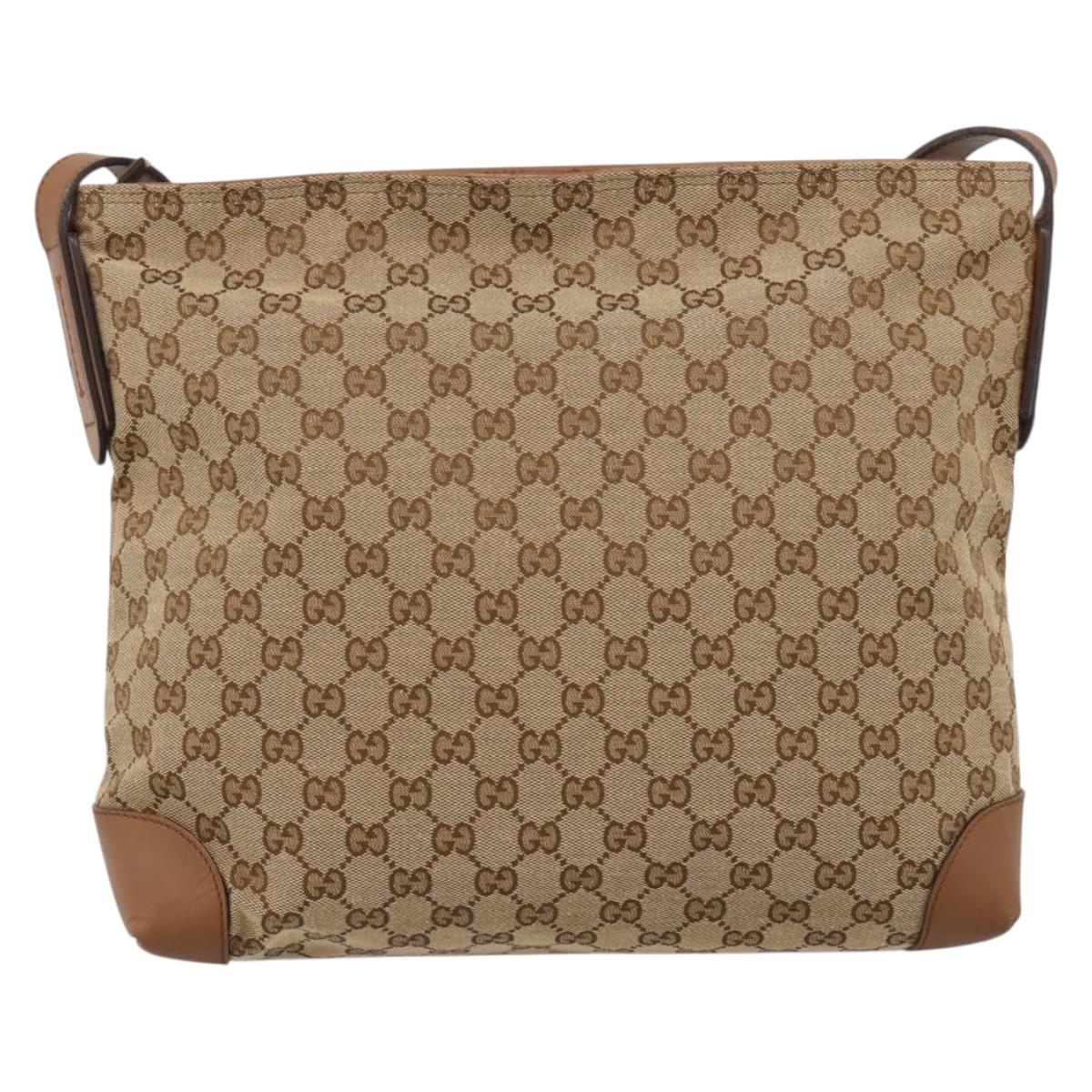 GUCCI GG Canvas Shoulder Bag Beige Silver 308930 Auth ep16355A