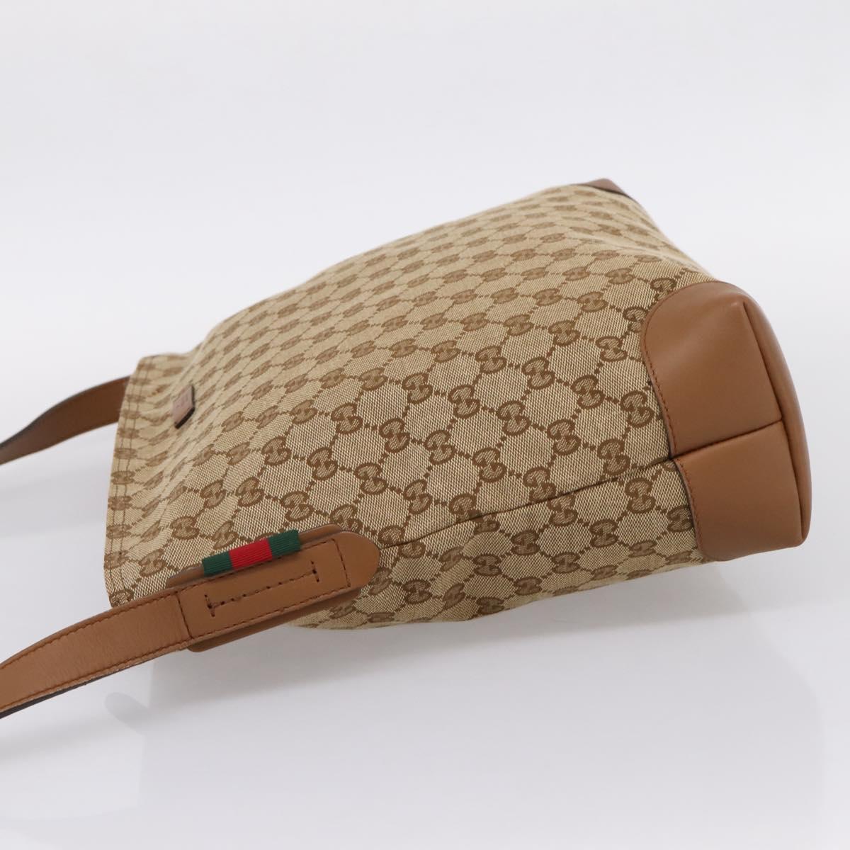 GUCCI GG Canvas Shoulder Bag Beige Silver 308930 Auth ep16355A