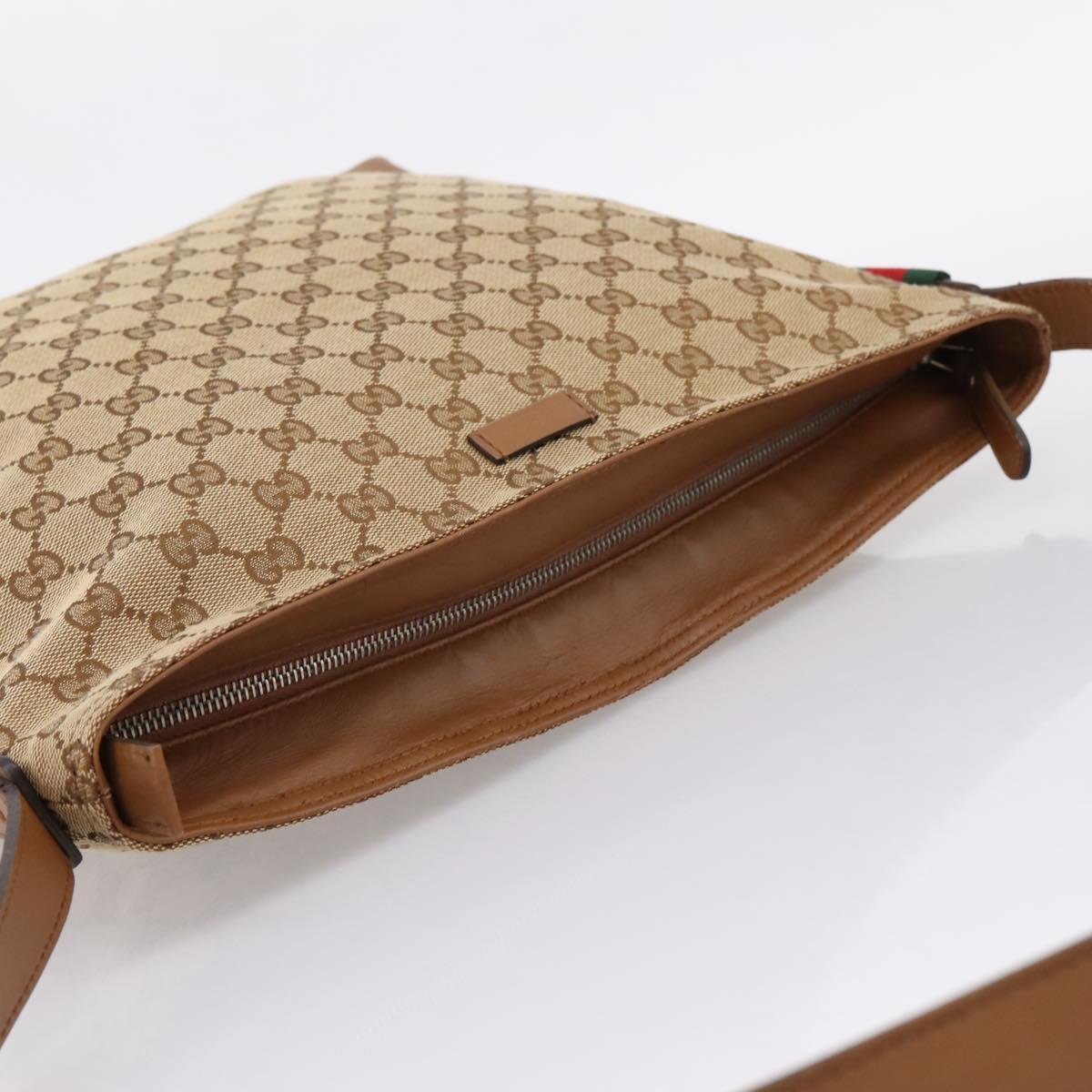 GUCCI GG Canvas Shoulder Bag Beige Silver 308930 Auth ep16355A