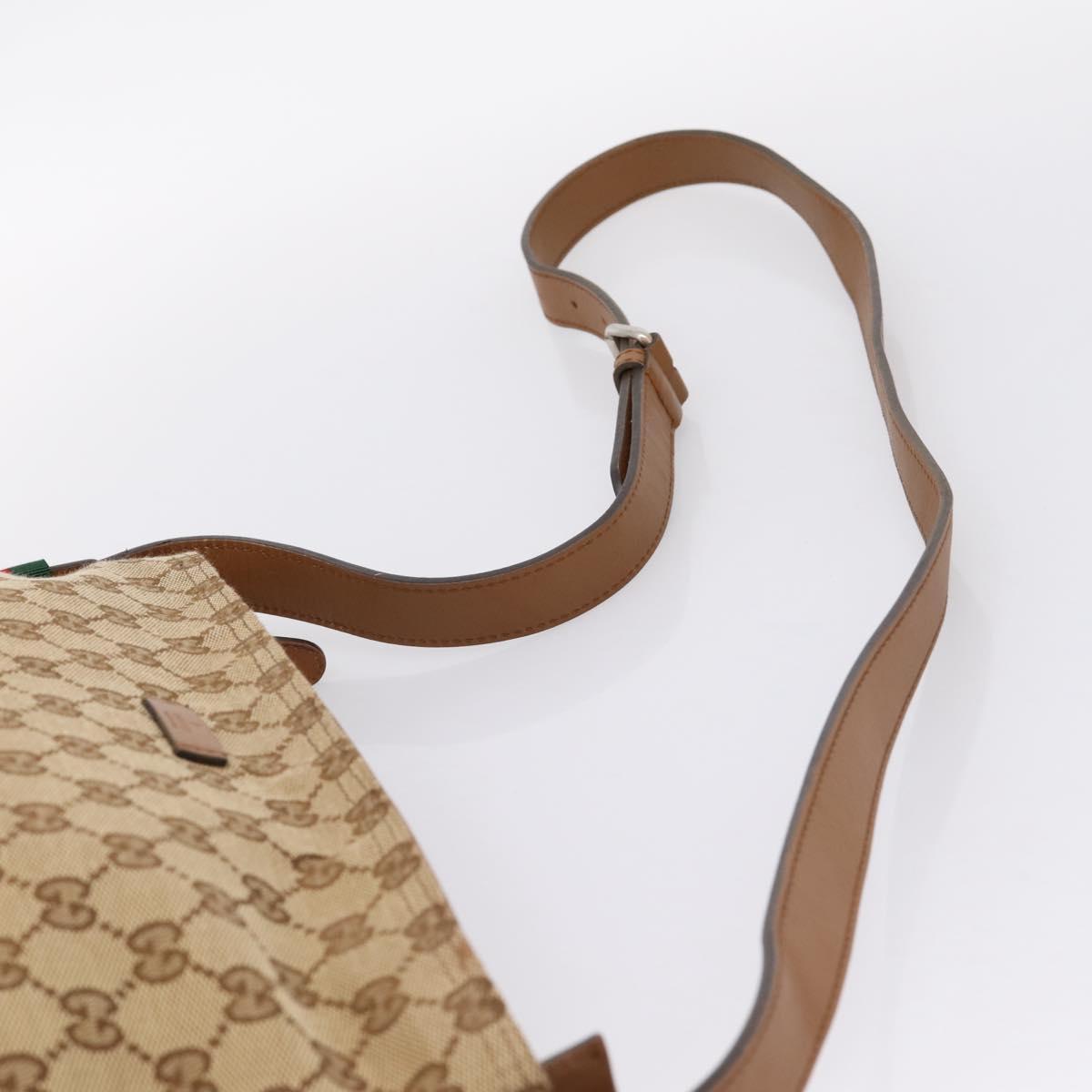 GUCCI GG Canvas Shoulder Bag Beige Silver 308930 Auth ep16355A