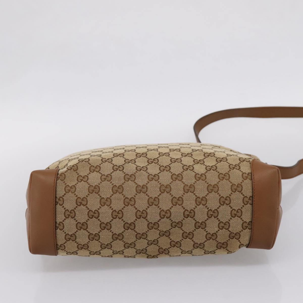 GUCCI GG Canvas Shoulder Bag Beige Silver 308930 Auth ep16355A