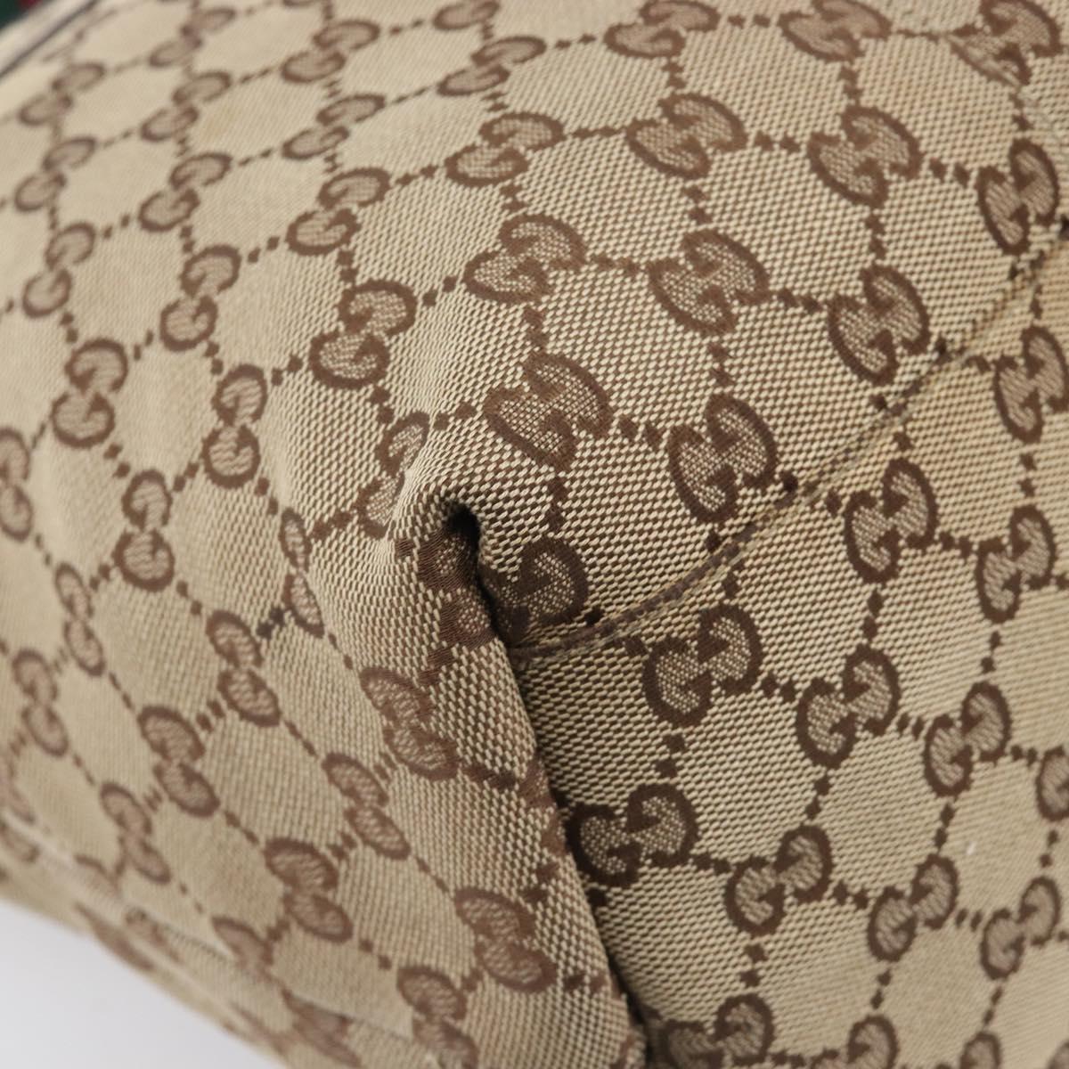 GUCCI GG Canvas Web Sherry Line Tote Bag Beige 155524 Auth ep16356A
