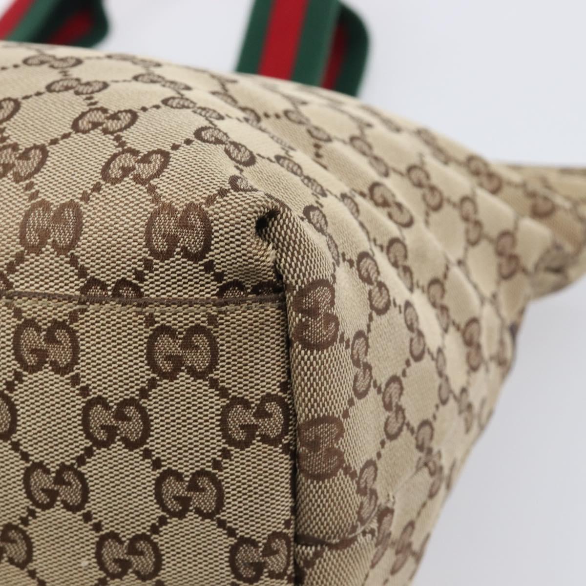 GUCCI GG Canvas Web Sherry Line Tote Bag Beige 155524 Auth ep16356A