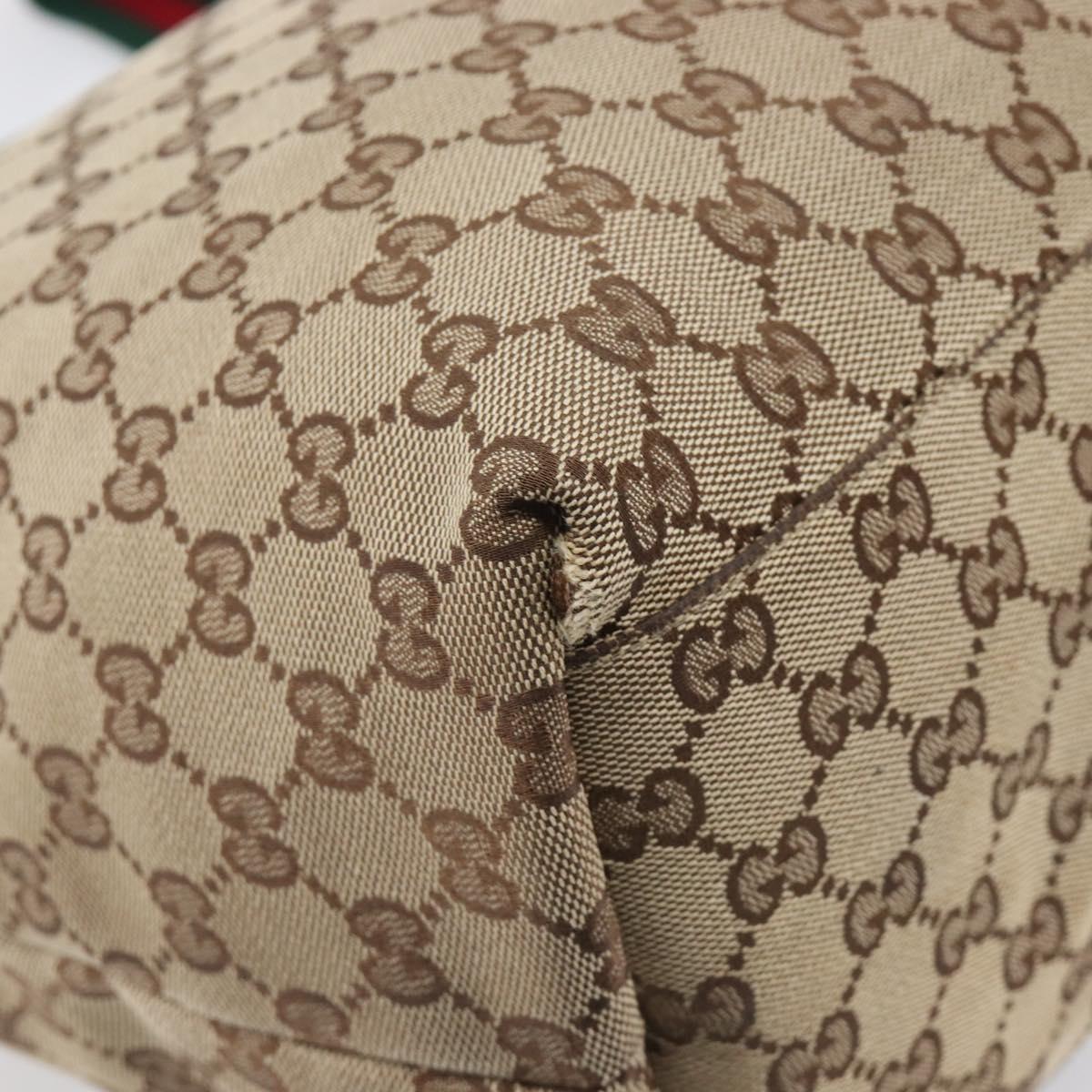 GUCCI GG Canvas Web Sherry Line Tote Bag Beige 155524 Auth ep16356A