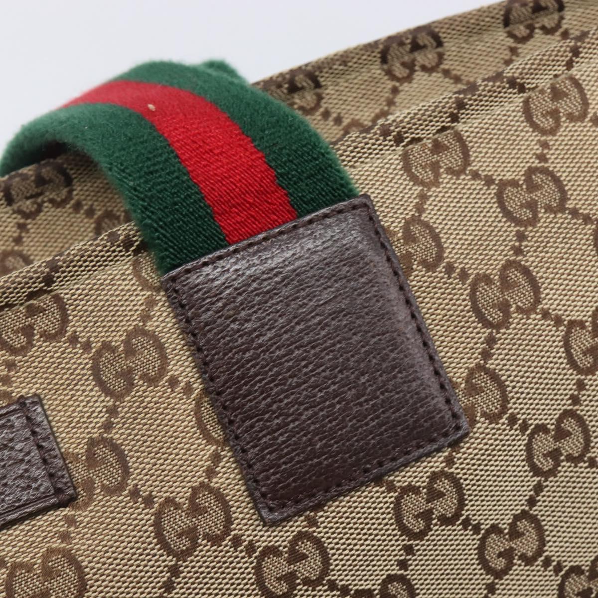 GUCCI GG Canvas Web Sherry Line Tote Bag Beige 155524 Auth ep16356A