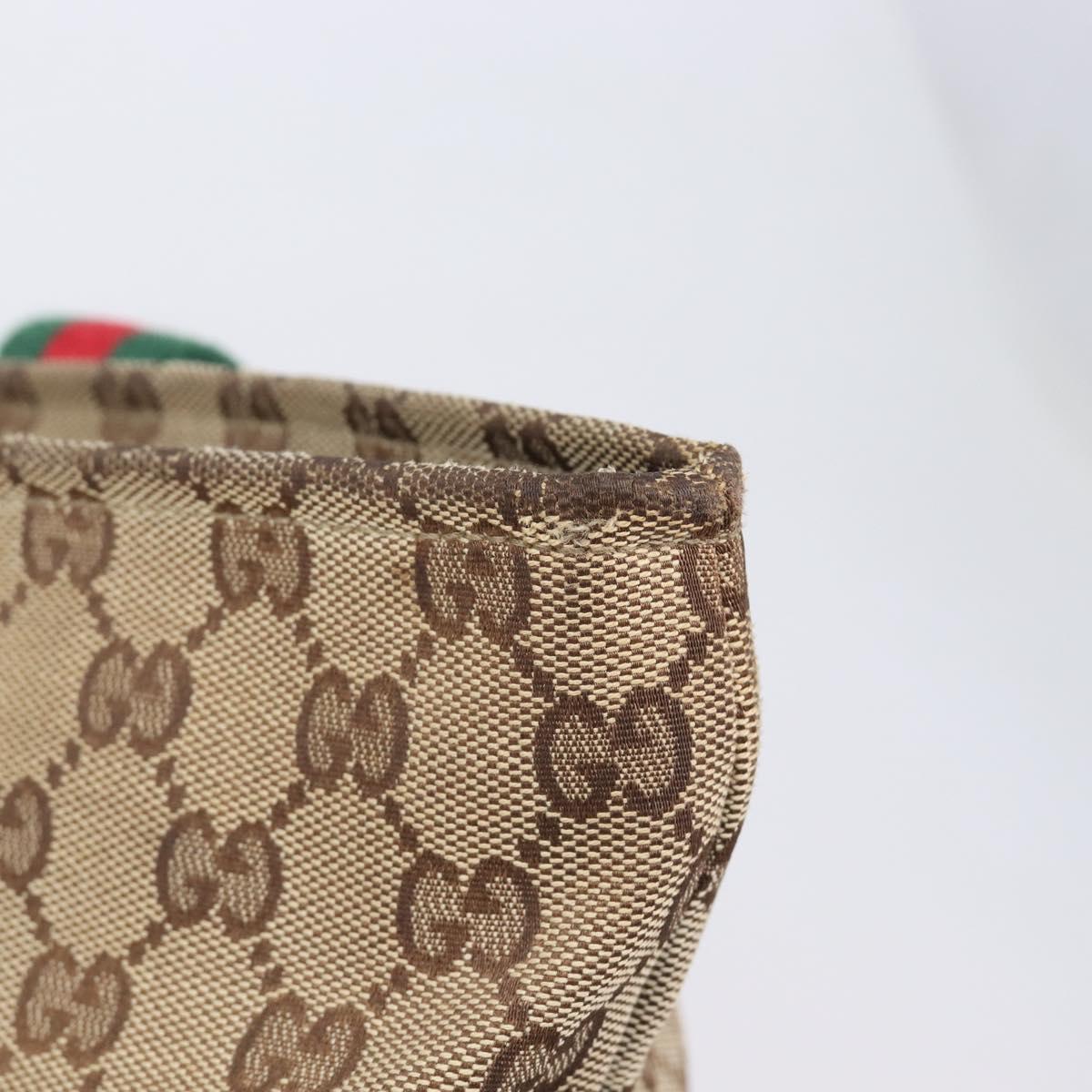 GUCCI GG Canvas Web Sherry Line Tote Bag Beige 155524 Auth ep16356A
