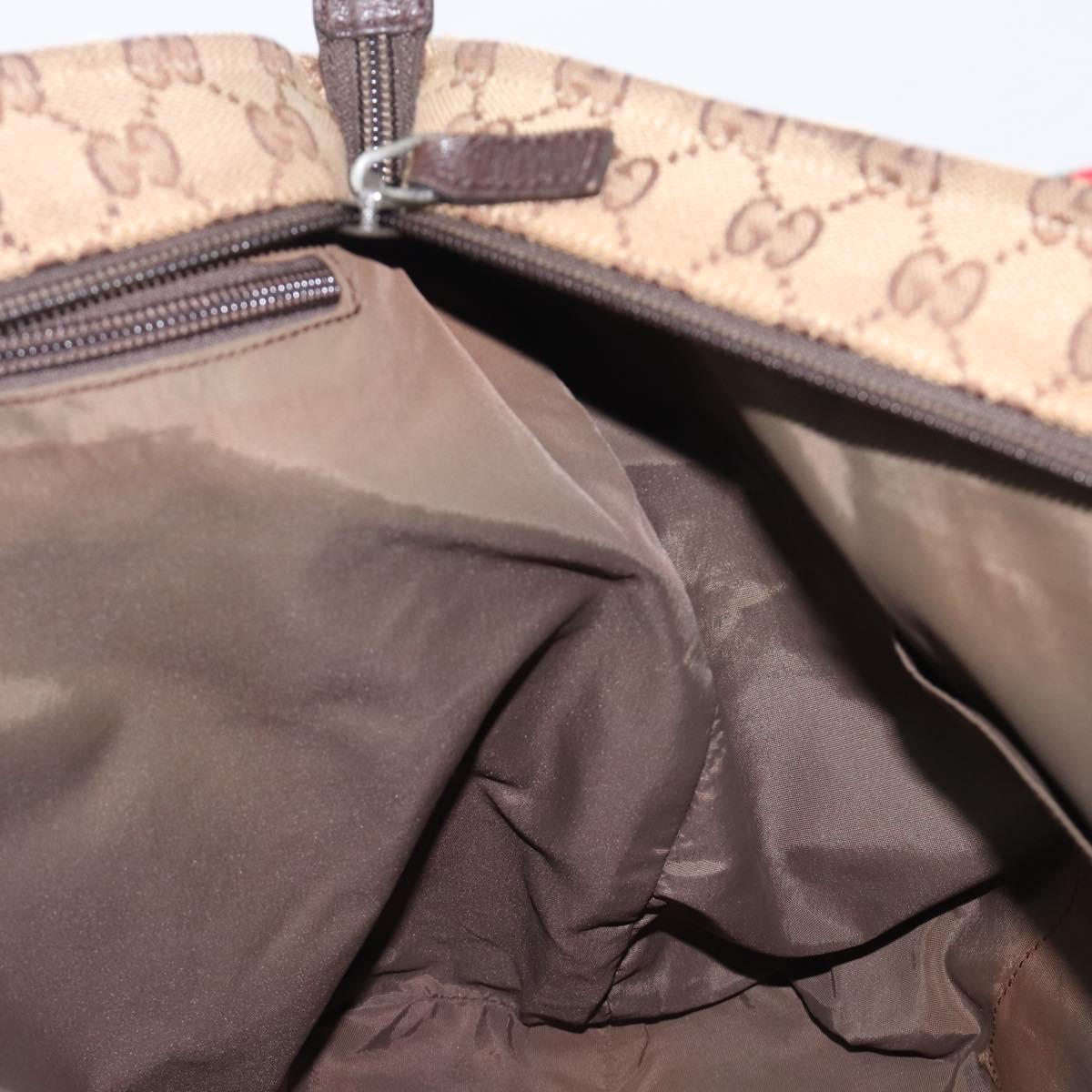 GUCCI GG Canvas Web Sherry Line Tote Bag Beige 155524 Auth ep16356A